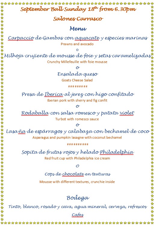 September Ball Menu